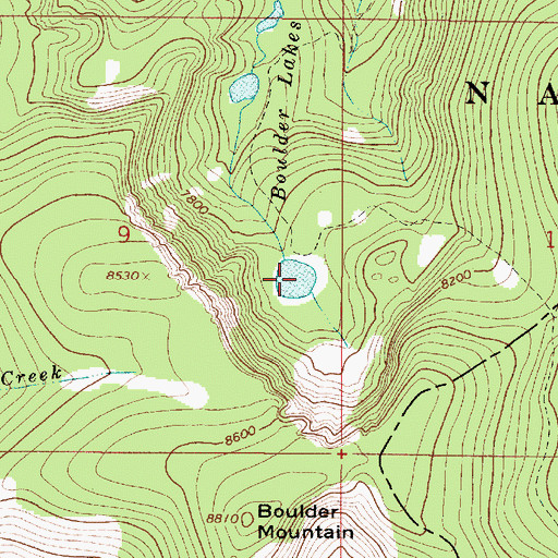 Topographic Map of Boulder Lakes, MT
