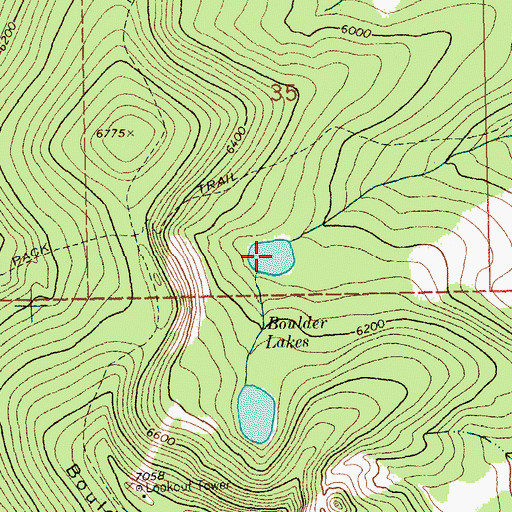 Topographic Map of Boulder Lakes, MT