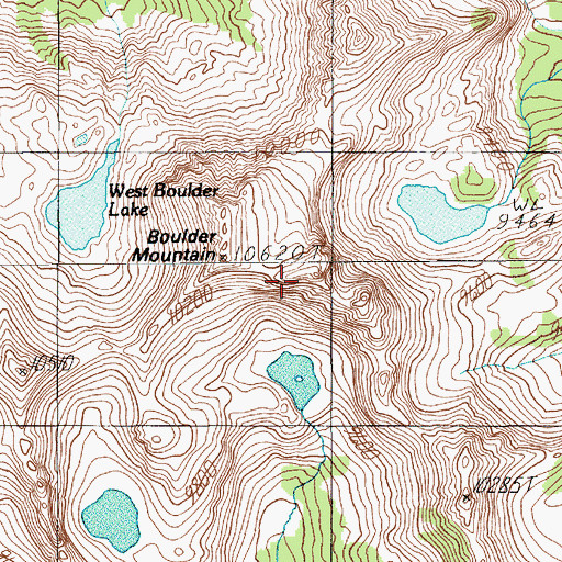 Topographic Map of Boulder Mountain, MT