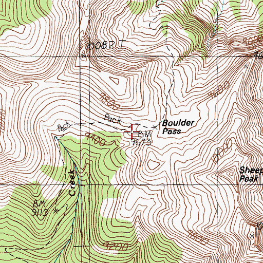 Topographic Map of Boulder Pass, MT