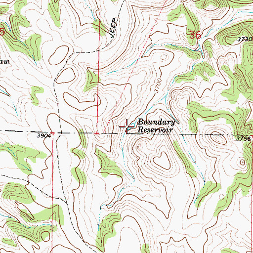 Topographic Map of Boundary Reservoir, MT