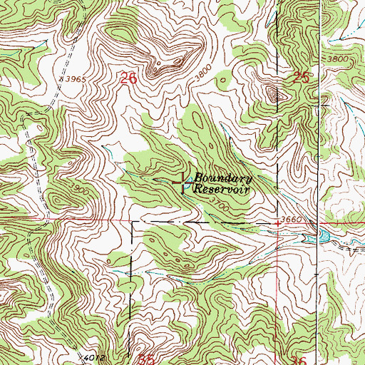 Topographic Map of Boundary Reservoir, MT