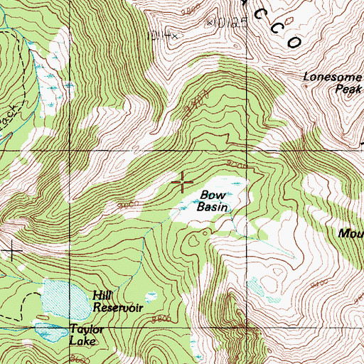 Topographic Map of Bow Basin, MT
