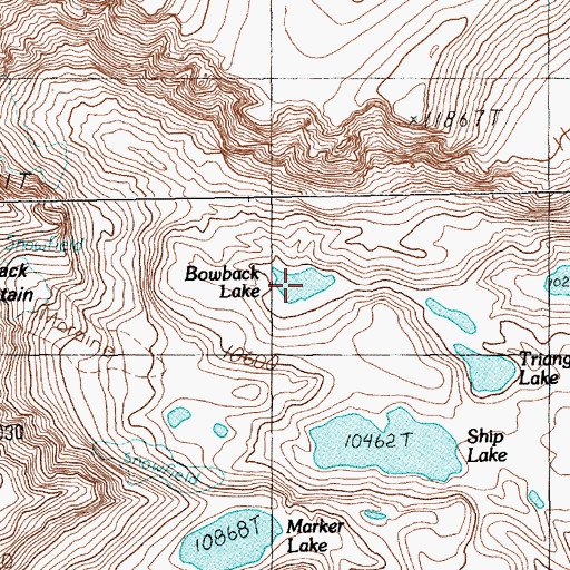 Topographic Map of Bowback Lake, MT