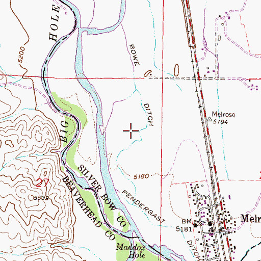 Topographic Map of Bowe Ditch, MT