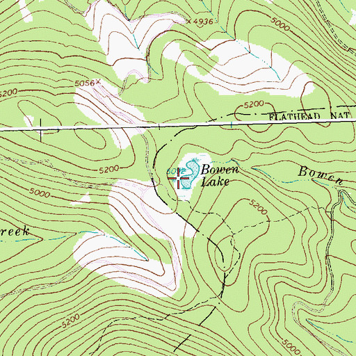 Topographic Map of Bowen Lake, MT