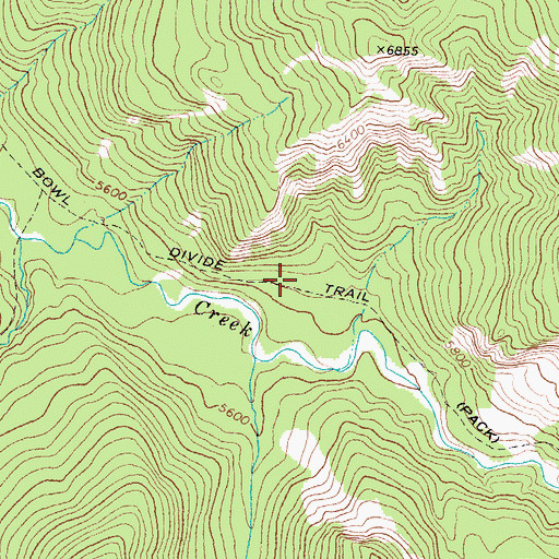 Topographic Map of Bowl Divide Trail, MT