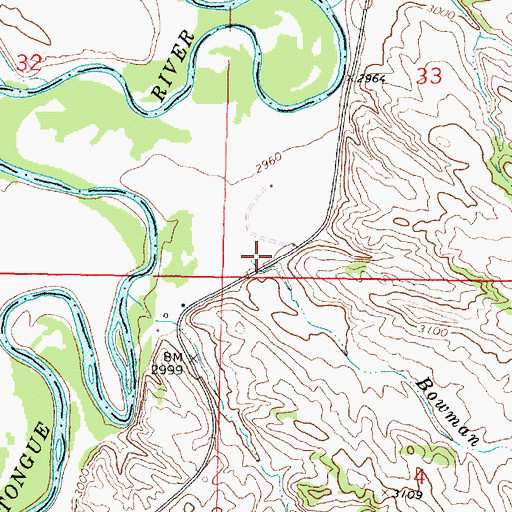 Topographic Map of Bowman Creek, MT