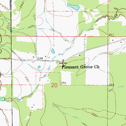 Topographic Map of Pleasant Grove Freewill Baptist Church, AR