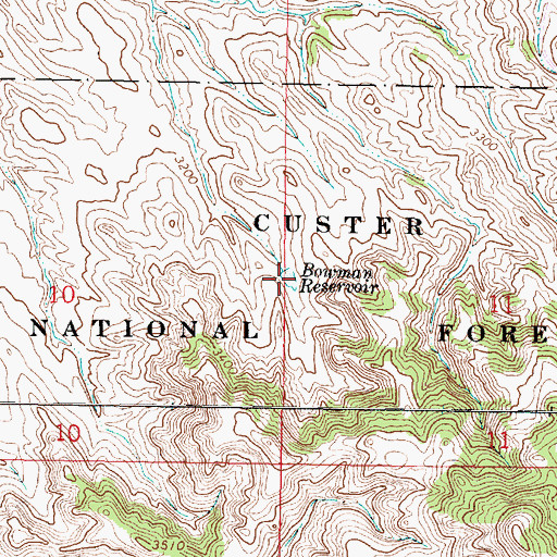 Topographic Map of Bowman Reservoir, MT