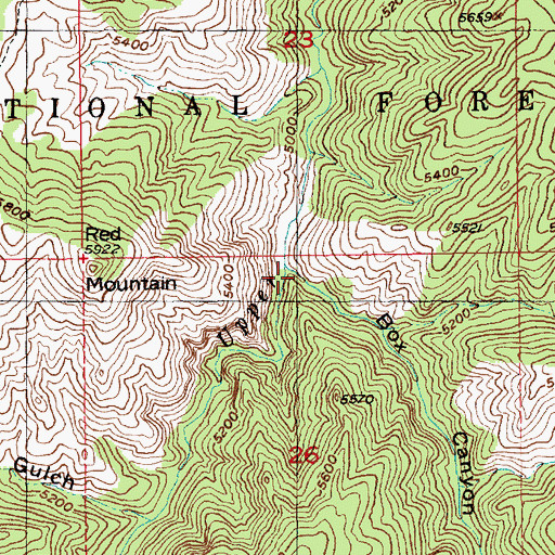 Topographic Map of Box Canyon, MT