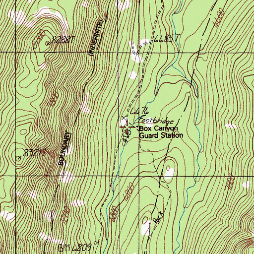 Topographic Map of Box Canyon Guard Station, MT