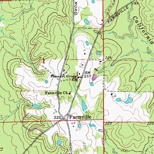 Topographic Map of Pleasant Grove Baptist Church, AR