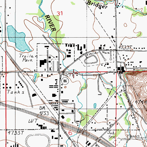Topographic Map of Bozeman Creek, MT