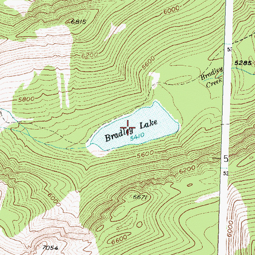 Topographic Map of Bradley Lake, MT