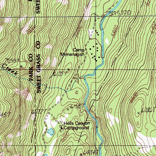 Topographic Map of Bramble Creek, MT