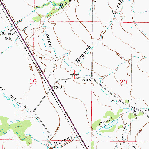 Topographic Map of Branch Creek, MT