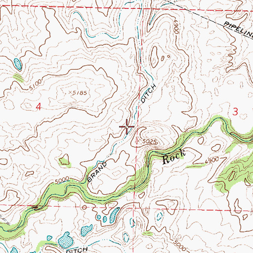 Topographic Map of Brand Ditch, MT