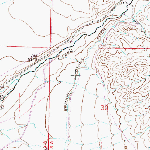 Topographic Map of Braugh Stone Ditch, MT