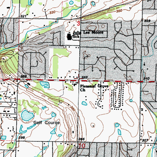 Topographic Map of Pleasant Grove Baptist Church, AR