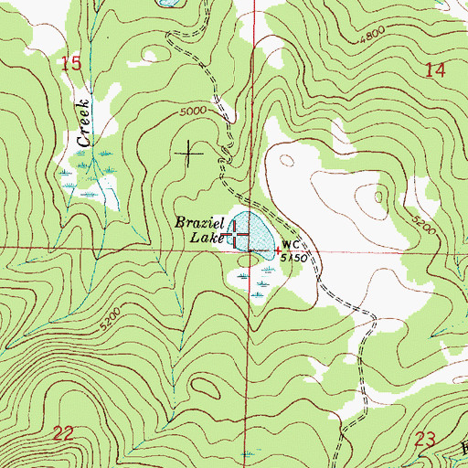 Topographic Map of Braziel Lake, MT