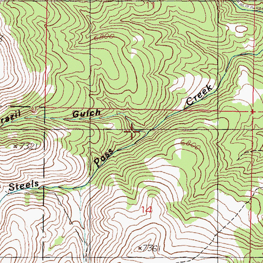 Topographic Map of Brazil Gulch, MT