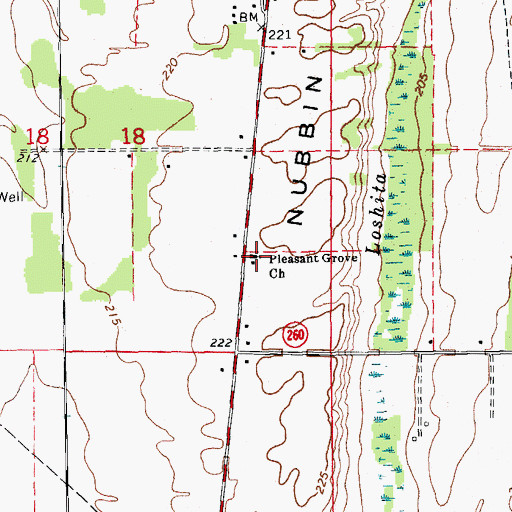 Topographic Map of Pleasant Grove Baptist Church, AR
