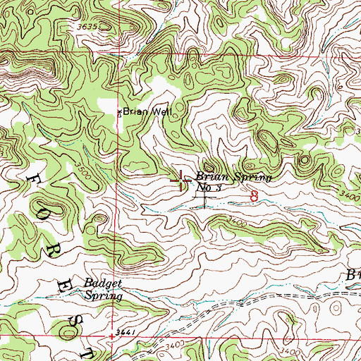 Topographic Map of Brian Spring Number Three, MT