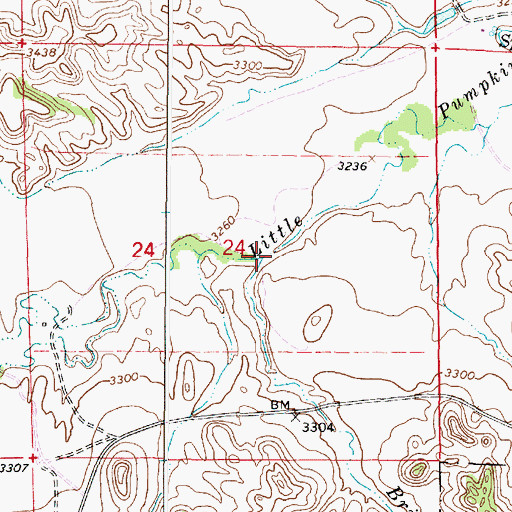 Topographic Map of Bridge Creek, MT