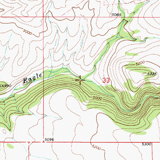Topographic Map of Bridge Creek, MT