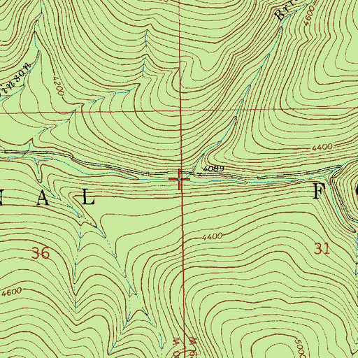 Topographic Map of Bridge Creek, MT