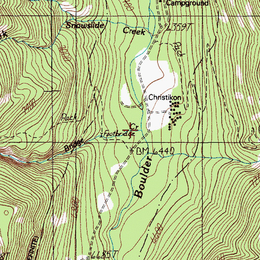 Topographic Map of Bridge Creek, MT