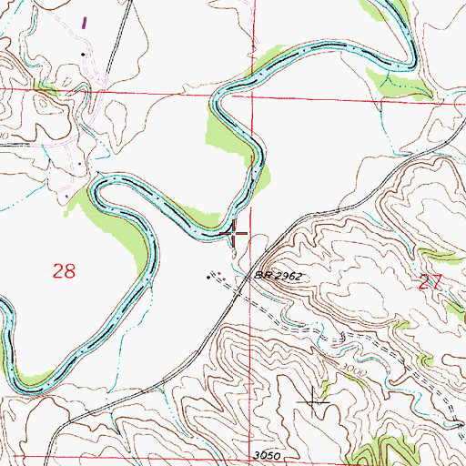 Topographic Map of Bridge Creek, MT