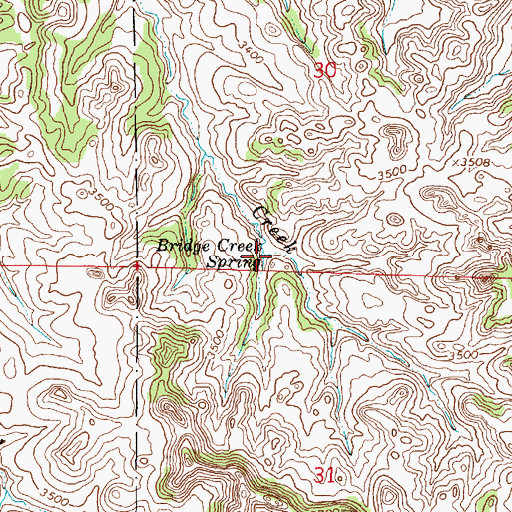 Topographic Map of Bridge Creek Spring, MT