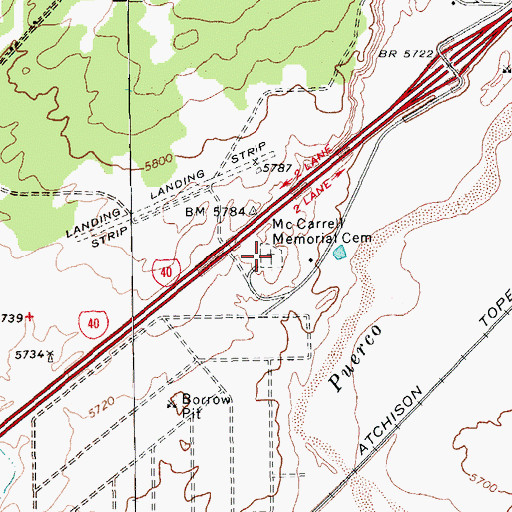 Topographic Map of McCarrell Memorial Cemetery, AZ