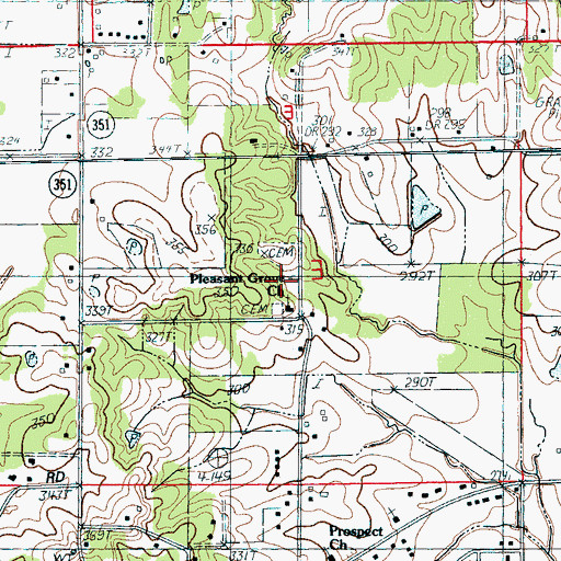 Topographic Map of Pleasant Grove Church, AR