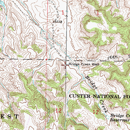 Topographic Map of Bridge Creek Well, MT