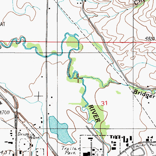Topographic Map of Bridger Creek, MT