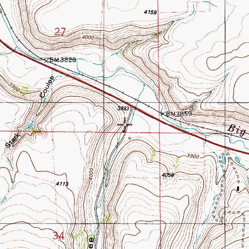 Topographic Map of Brigman Coulee, MT