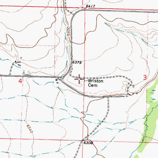 Topographic Map of Briston Cemetery, MT