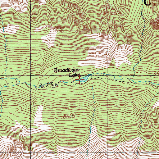 Topographic Map of Broadwater Lake, MT