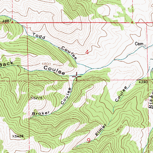 Topographic Map of Broker Coulee, MT