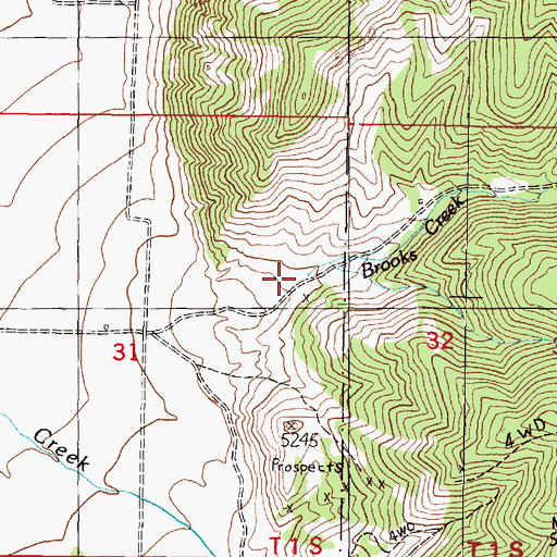 Topographic Map of Brooks Creek, MT