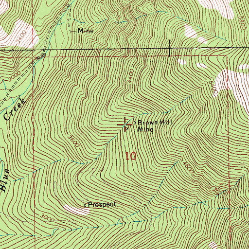 Topographic Map of Brown Hill Mine, MT