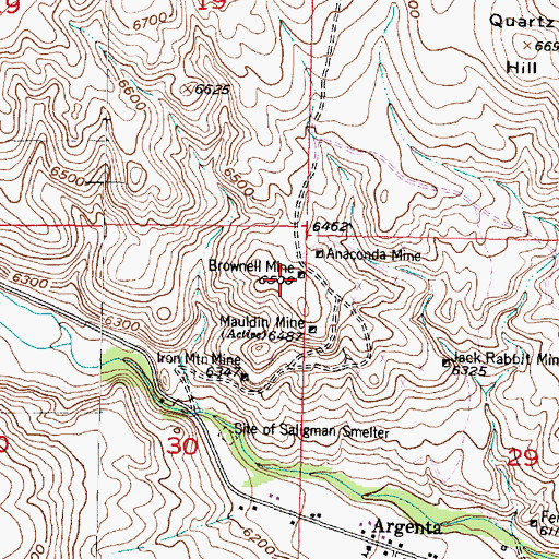 Topographic Map of Brownell Mine, MT