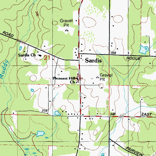 Topographic Map of Pleasant Hill Baptist Church, AR