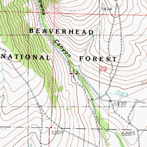 Topographic Map of Browns Canyon, MT