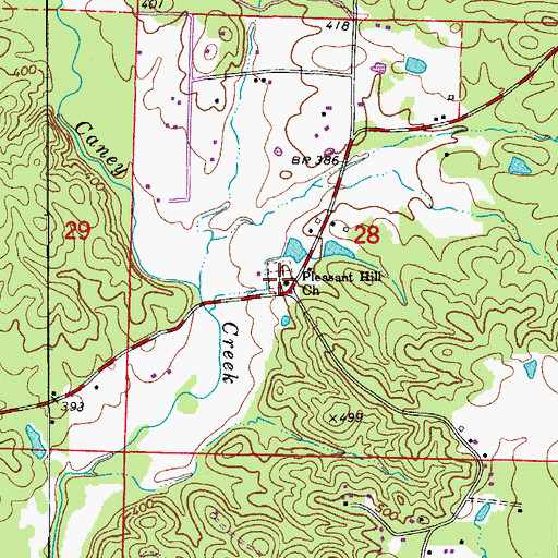 Topographic Map of Pleasant Hill Methodist Church, AR