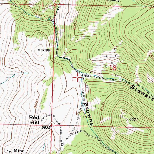 Topographic Map of Browns Gulch, MT
