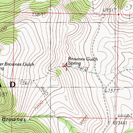 Topographic Map of Browns Gulch Spring, MT